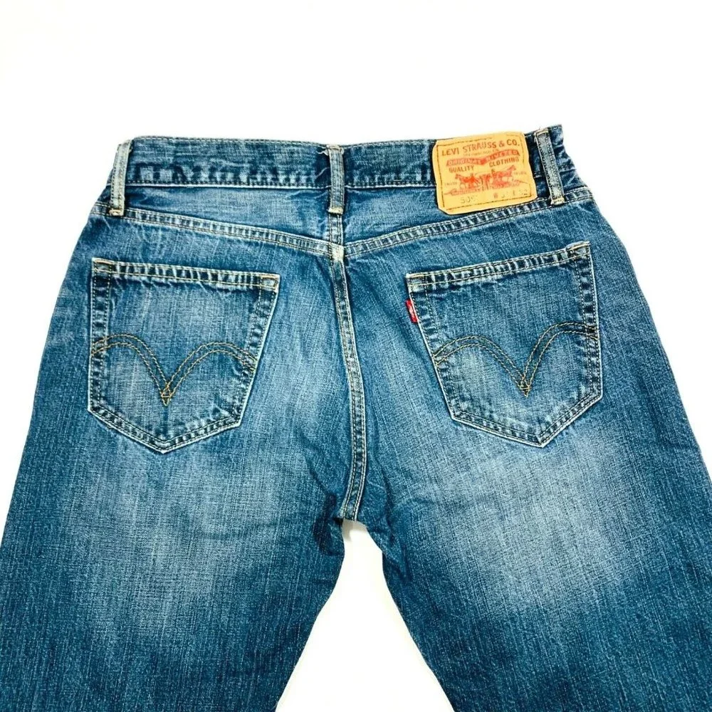 Levi's 505 Straight Fit Jeans Distressed Faded Whisker Red Tab Dark W31xL32 NWOT